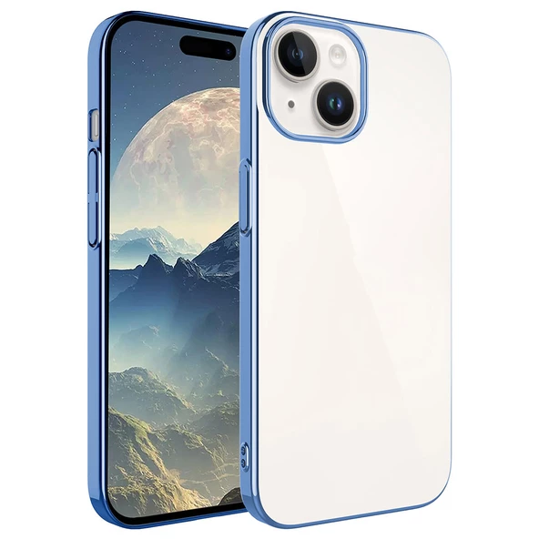 iPhone 15 Kılıf Sert PC Renkli Çerçeveli Riksos Kapak ürün görseli 1