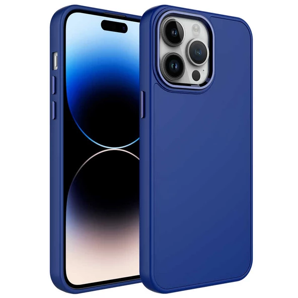 iPhone 14 Pro Max Kılıf Metal Çerçeve ve Buton Tasarımlı Silikon Luna Kapak ürün görseli 1