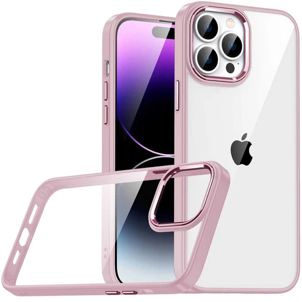 iPhone 14 Pro Max Kılıf Kamera Çıkıntılı Arkası Şeffaf Köşeleri Parlak Renkli Işlemeli Flora Kapak ürün görseli 1