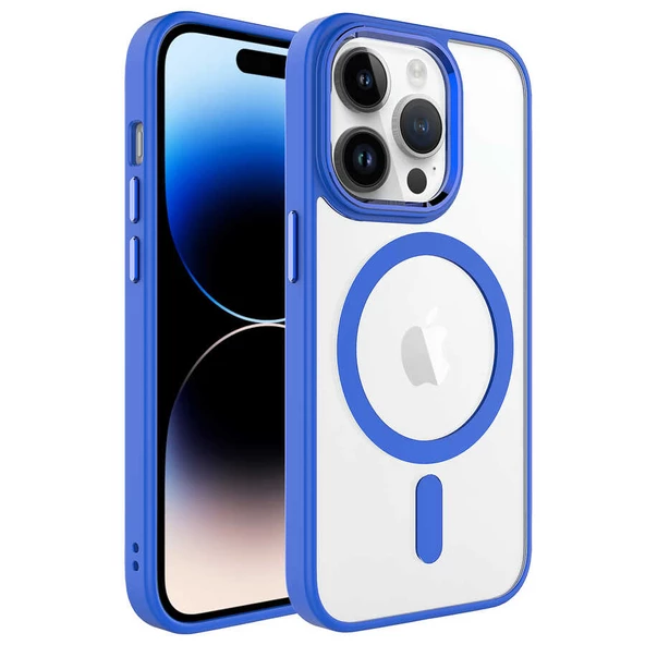 iPhone 14 Pro Max Kılıf Wireless Şarj Özellikli Krom Magsafe Silikon Kapak ürün görseli 1