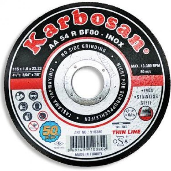Karbosan İnox Kesme Taşı 115 MM 910380 ürün görseli 1