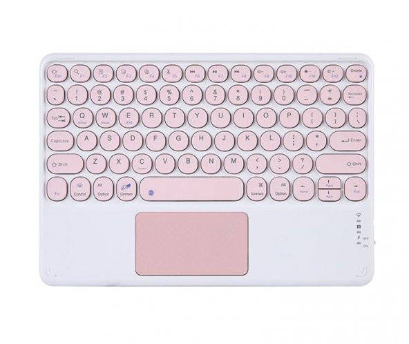 Valkyrie Kablosuz Touchpad Bluetooth Klavye - Ios Android Windows Uyumlu - TÜRKÇE Dil - Şarjlı - Ultra İnce - Type-C Giriş Pembe ürün görseli 1