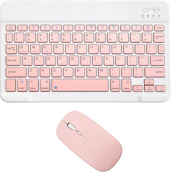 Valkyrie Bluetooth Ios Ipad Android Windows Uyumlu Klavye Mouse Seti - Sessiz - Şarjlı - Combo - Ultra İnce - Türkçe - Kablosuz Pembe ürün görseli 1
