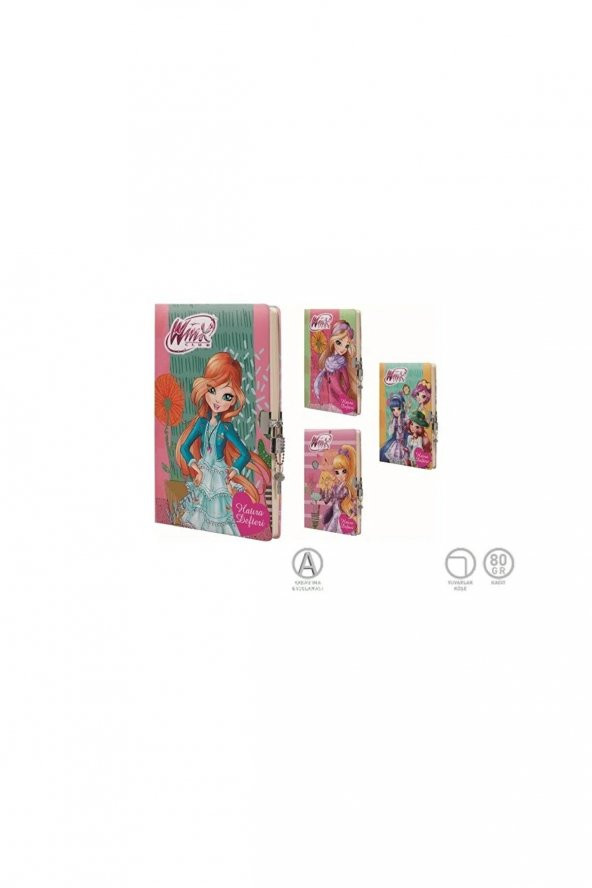 Gıpta Winx Kilitli Dikişli Sert Kapak 14x20 CM 96 Yaprak Hatıra Defteri (1 Adet) ürün görseli 1