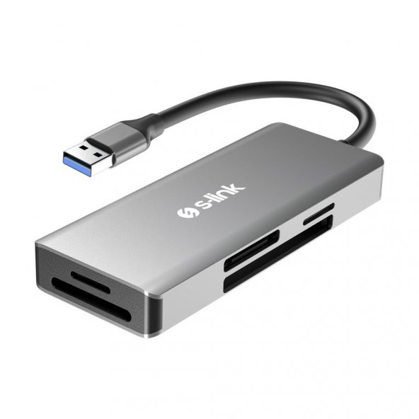 S-link SL-CR51 Type C ve USB3.0 to CF/SD/M2 Ngff/ Micro SD/ MS 5 in 1 Metal Kart Okuyucu ürün görseli 1