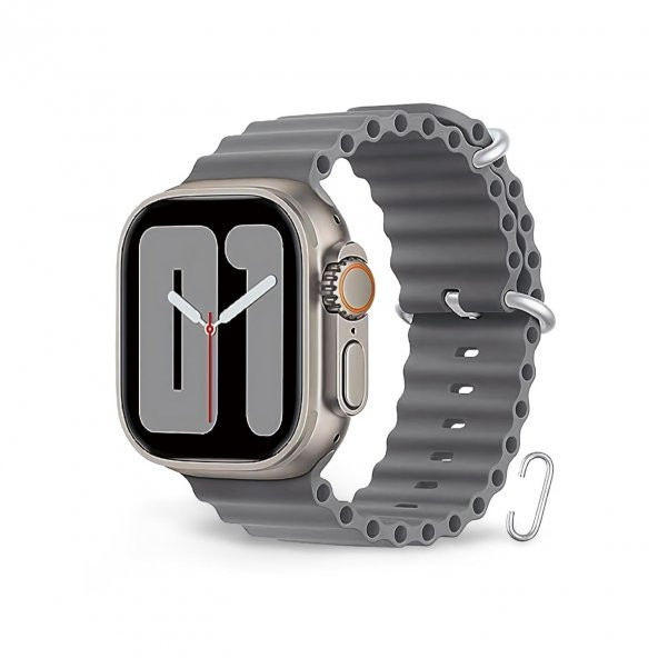 Cosmostech Akıllı Saat Watch için Uyumlu 42MM 44MM 45MM 49MM 1/2/3/4/5/6/se/7/8/ultra Akıllı Saat Silikon Kordon ve Kayışı Açık Gri ürün görseli 1