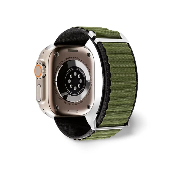 Cosmostech Akıllı Saat Watch için Uyumlu 42MM 44MM 45MM 49MM 1/2/3/4/5/6/se/7/8/ultra Çift Katman Kordon ve Kayışı Siyah(Yeşil) ürün görseli 1