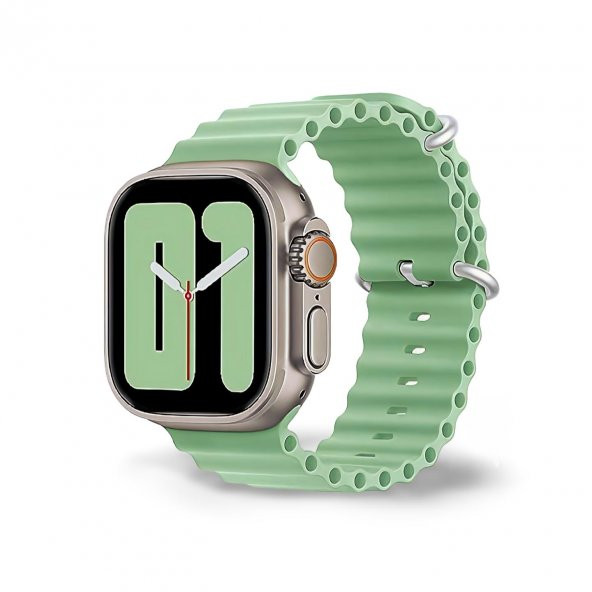 Cosmostech Akıllı Saat Watch için Uyumlu 42MM 44MM 45MM 49MM 1/2/3/4/5/6/se/7/8/ultra Akıllı Saat Silikon Kordon ve Kayışı Açık Yeşil ürün görseli 1