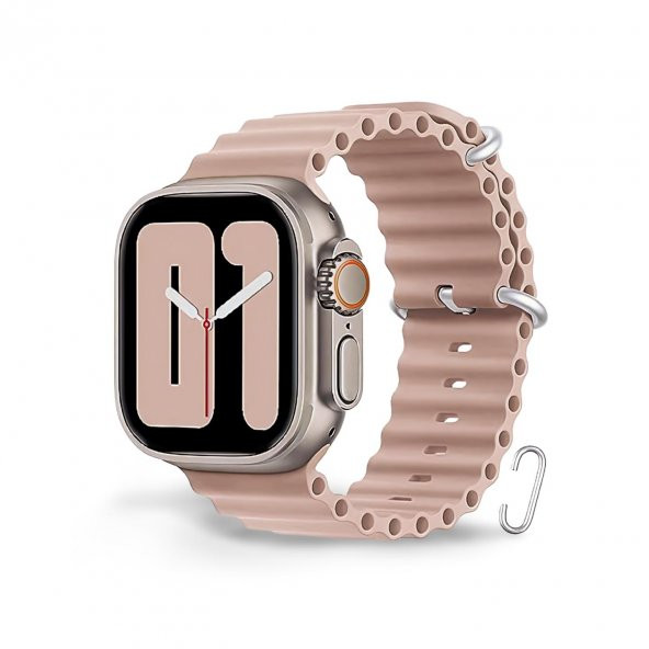 Cosmostech Akıllı Saat Watch için Uyumlu 42MM 44MM 45MM 49MM 1/2/3/4/5/6/se/7/8/ultra Akıllı Saat Silikon Kordon ve Kayışı Pembe ürün görseli 1