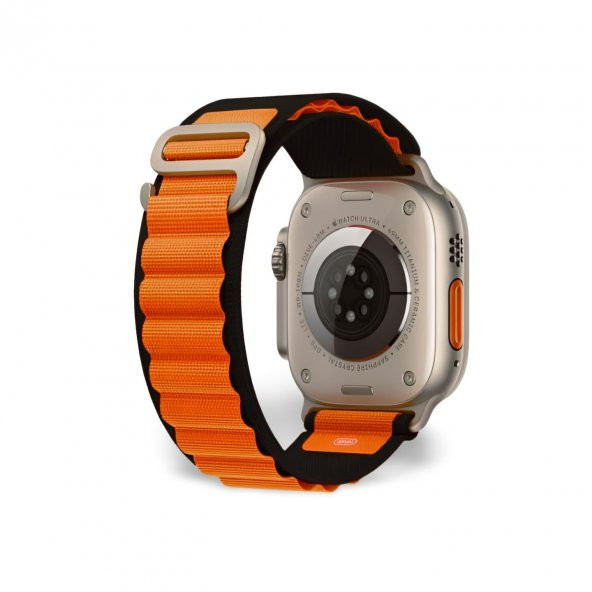 Cosmostech Akıllı Saat Watch için Uyumlu 42MM 44MM 45MM 49MM 1/2/3/4/5/6/se/7/8/ultra Çift Katman Kordon ve Kayışı Siyah(Turuncu) ürün görseli 1