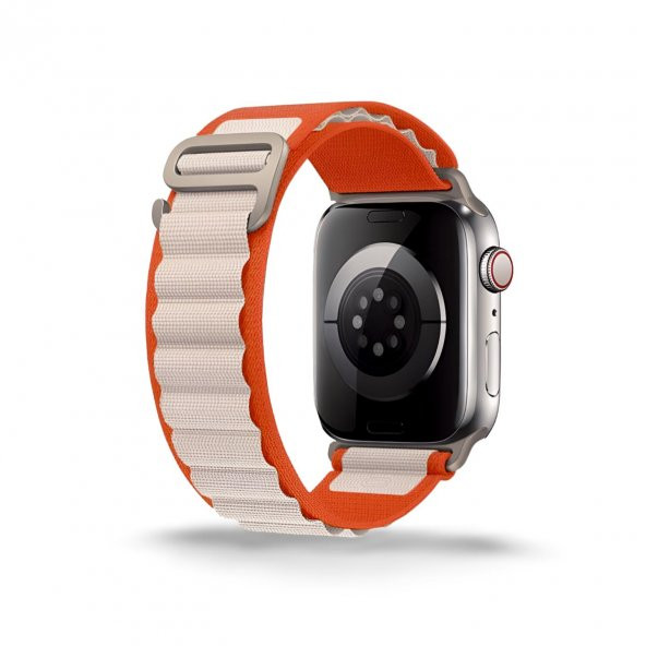 Cosmostech Akıllı Saat Watch için Uyumlu 42MM 44MM 45MM 49MM 1/2/3/4/5/6/se/7/8/ultra Çift Katman Kordon ve Kayışı Turuncu(Beyaz) ürün görseli 1