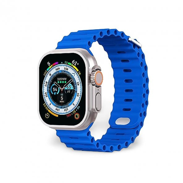 Cosmostech Akıllı Saat Watch için Uyumlu 42MM 44MM 45MM 49MM 1/2/3/4/5/6/se/7/8/ultra Akıllı Saat Silikon Kordon ve Kayışı Mavi ürün görseli 1