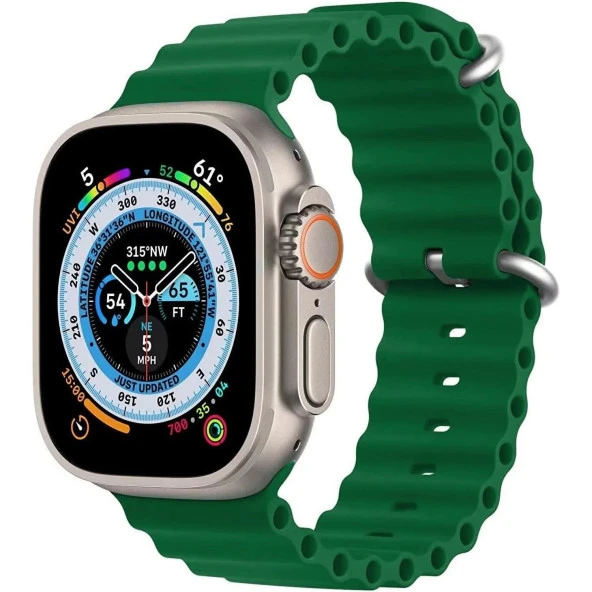 Cosmostech Akıllı Saat Watch için Uyumlu 42MM 44MM 45MM 49MM 1/2/3/4/5/6/se/7/8/ultra Akıllı Saat Silikon Kordon ve Kayışı Yeşil ürün görseli 1