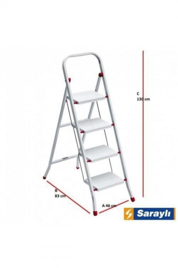 Saraylı 4lü Pratik Metal Merdiven (1634) - Resim 2
