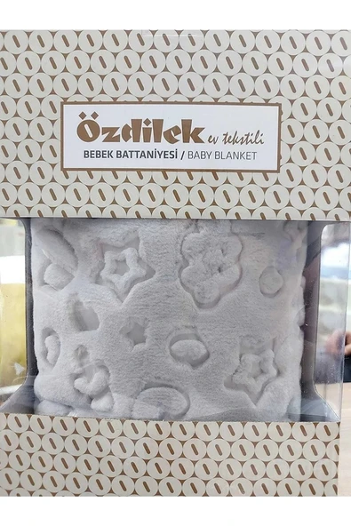Özdilek Embos Peluş Bebek Battaniyesi 100 X 120 Açık Gri 9561 ürün görseli 1