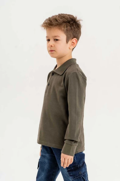 Gömlek Yaka Erkek Çocuk Sweatshirt - Resim 6