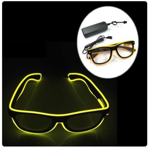 Sarı Led Parti Gözlüğü Led Işıklı Pilli Yılbaşı Düğün Eğlence UV400 neon parti gözlüğü HJ-LPG-01 ürün görseli 1