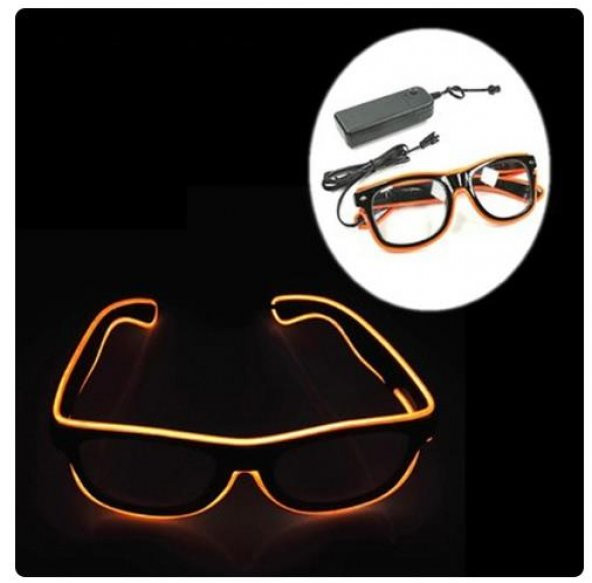 Turuncu Led Parti Gözlüğü Led Işıklı Pilli Yılbaşı Düğün Eğlence UV400 neon parti gözlüğü HJ-LPG-01 ürün görseli 1