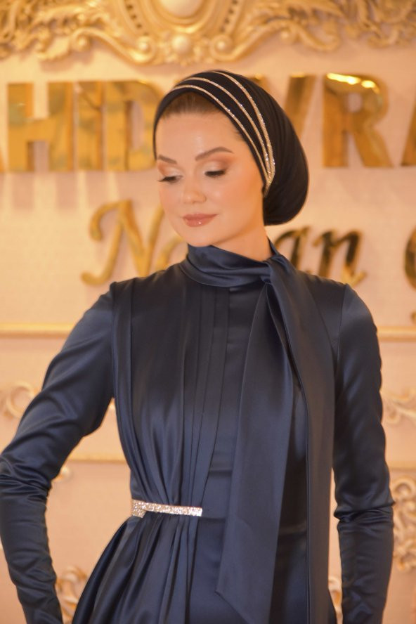 AFRA LACİVERT ABİYE ELBİSE - Resim 2