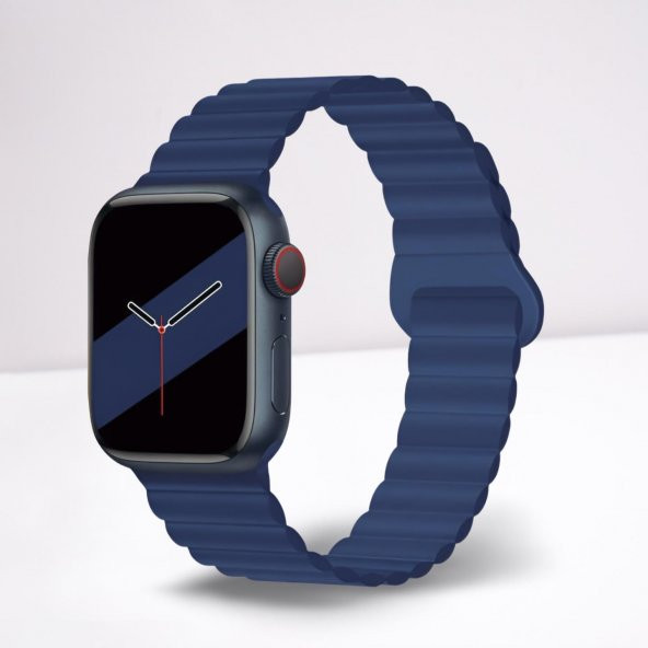 Cosmostech Akıllı Saat Watch için Uyumlu 42MM 44MM 45MM 49MM 1/2/3/4/5/6/se/7/8/ultra Magnetli Kordon ve Kayışı Koyu Lacivert ürün görseli 1