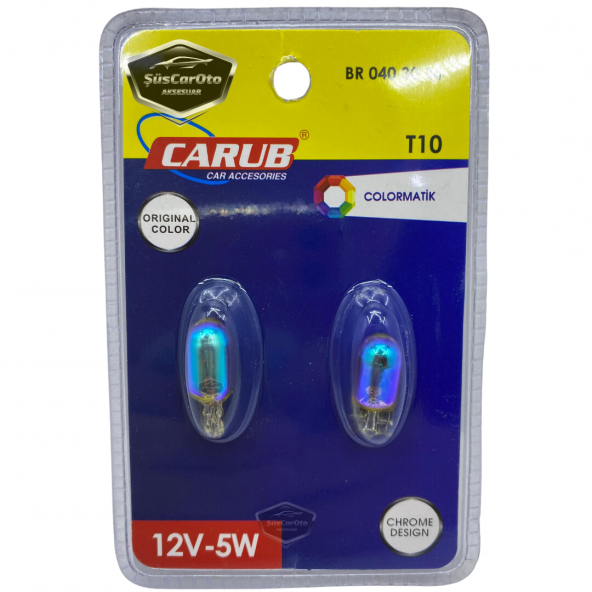Carub Diadem Ampul Krom Amber Park Ampulü T10 WY5W 12V Turuncu Işık Colormatik 2li Takım ürün görseli 1