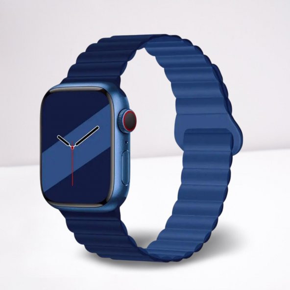 Cosmostech Akıllı Saat Watch için Uyumlu 42MM 44MM 45MM 49MM 1/2/3/4/5/6/se/7/8/ultra Magnetli Kordon ve Kayışı Açık Lacivert ürün görseli 1