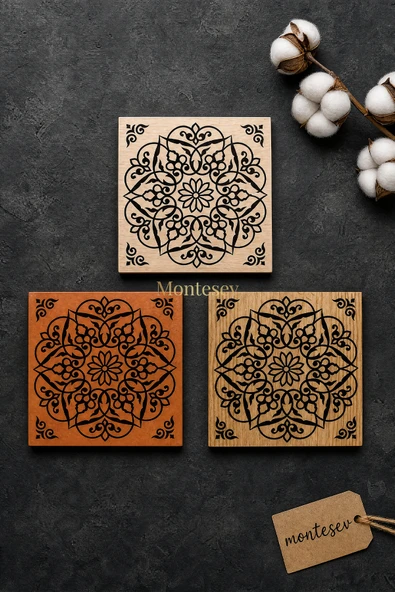 Ahşap Desenli Nihale Ahşap Tencere Tava Çaydanlık Atlığı Nihale Seti 3 lü Set ürün görseli 1
