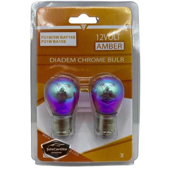 Diadem Ampul Krom Amber Tek Duy Park Ampulü 1141 12V 21W 93 Turuncu Işık P21W Düz Tırnak 2li Takım ürün görseli 1