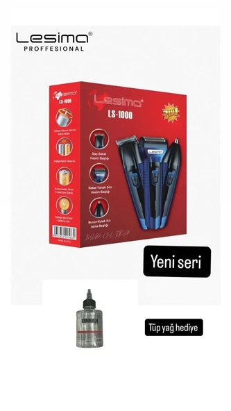 Lesima 3 Başlıklı Saç Sakal Yanak Burun Ense Tıraş Makinesi Traş Bakım Set ürün görseli 1