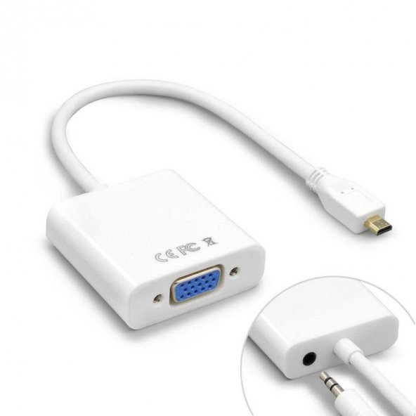 Micro Hdmi To Vga Çevirici Dönüştürücü Adaptör (Ses Destekli) ürün görseli 1
