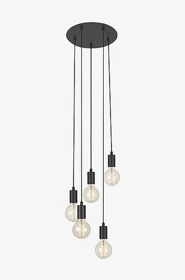 Rsylight Retro Metal Dekoratif Rustik 5 Li  Yuvarlak Siyah Sarkıt  Avize çap:30 cm ürün görseli 1