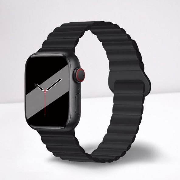 Cosmostech Akıllı Saat Watch için Uyumlu 42MM 44MM 45MM 49MM 1/2/3/4/5/6/se/7/8/ultra Magnetli Kordon ve Kayışı Gri(Siyah) ürün görseli 1