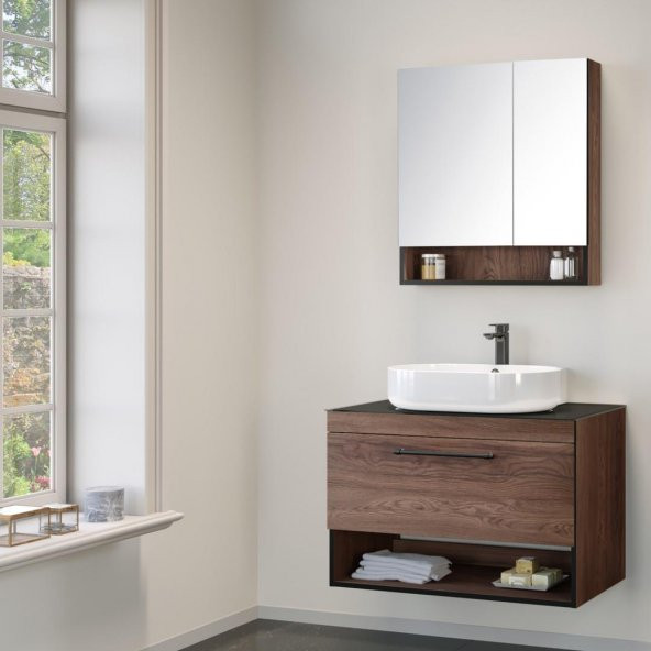 Orka Knidos 90 cm Navaro Banyo Dolabı Takımı ürün görseli 1
