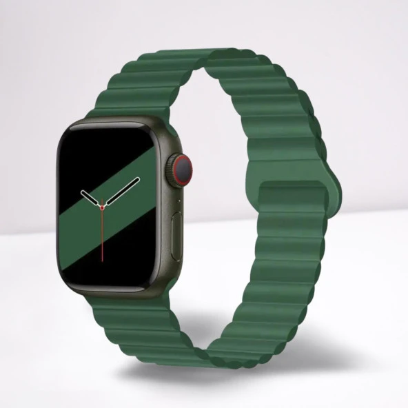 Cosmostech Akıllı Saat Watch için Uyumlu 42MM 44MM 45MM 49MM 1/2/3/4/5/6/se/7/8/ultra Magnetli Kordon ve Kayışı Yeşil ürün görseli 1