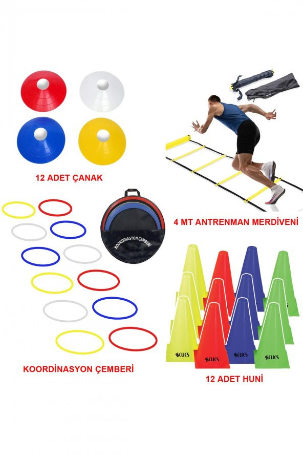 Avessa Antrenman Seti Antrenman Merdiveni 12 Adet Huni 12 Adet Çanak Koordinasyon Çemberi 12 li ürün görseli 1