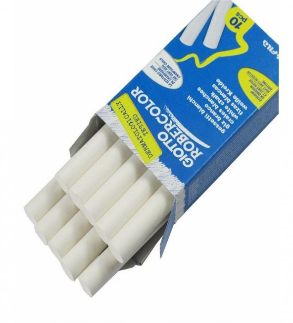 Robercolor Tebeşir Yuvarlak Tozsuz 10 Lu Beyaz Tozsuz Tebeşir ürün görseli 1
