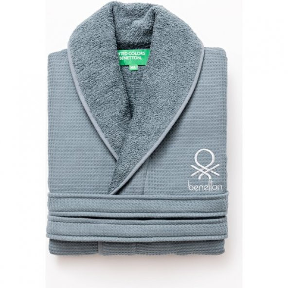 Benetton Home Waffle Bornoz, M/L, 100 Pamuk, Koyu Mavi Renkte, Neutral Seri ürün görseli 1
