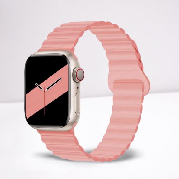 Cosmostech Akıllı Saat Watch için Uyumlu 42MM 44MM 45MM 49MM 1/2/3/4/5/6/se/7/8/ultra Magnetli Kordon ve Kayışı Pembe ürün görseli 1