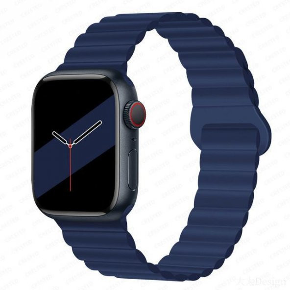Cosmostech Akıllı Saat Watch için Uyumlu 42MM 44MM 45MM 49MM 1/2/3/4/5/6/se/7/8/ultra Magnetli Kordon ve Kayışı Açık Mavi(Siyah) ürün görseli 1