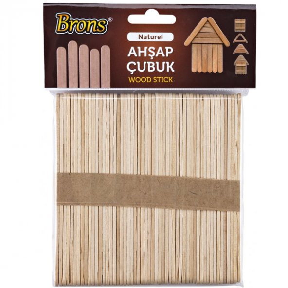 Brons Ahşap Dil Basma Çubuğu Abeslang Naturel Geniş 50`li Paket ürün görseli 1