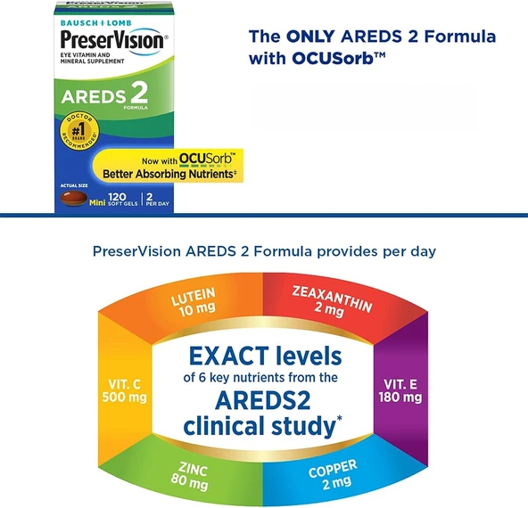 Bausch  Lomb PreserVision AREDS 2 Göz Vitamini  120 Kapsül - Resim 2