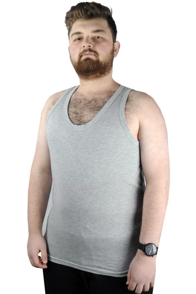 Mode XL Büyük Beden Erkek Atlet Bisiklet Yaka 6340 Gri Melanj ürün görseli 1