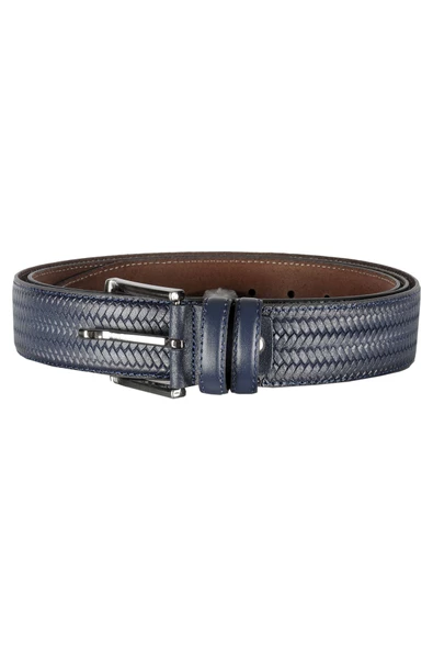 Mode XL Kemer 4 cm Örgü Double Deri 4255 Lacivert ürün görseli 1