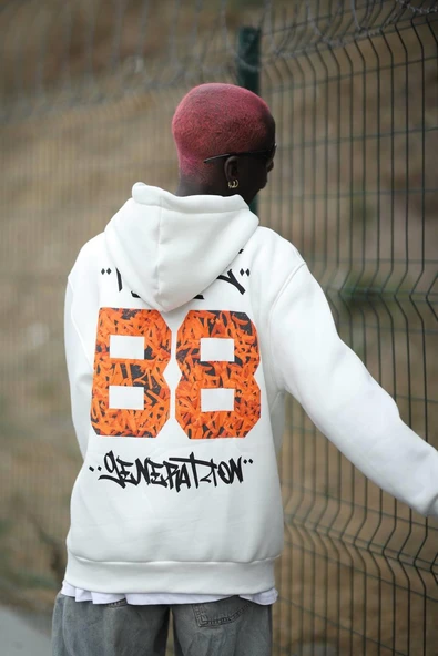 Blow Up Kapşonlu 3 İplik Kalın İçi Polarlı Oversize Baskılı Erkek Sweatshirt ürün görseli 1