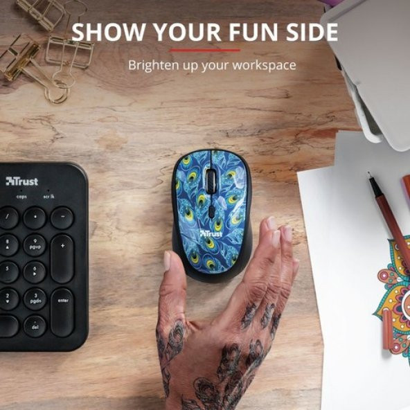Trust 23388 YVI Wireless Mouse Peacock ürün görseli 1