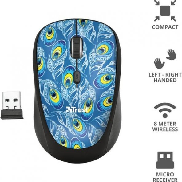 Trust 23388 YVI Wireless Mouse Peacock - Resim 5
