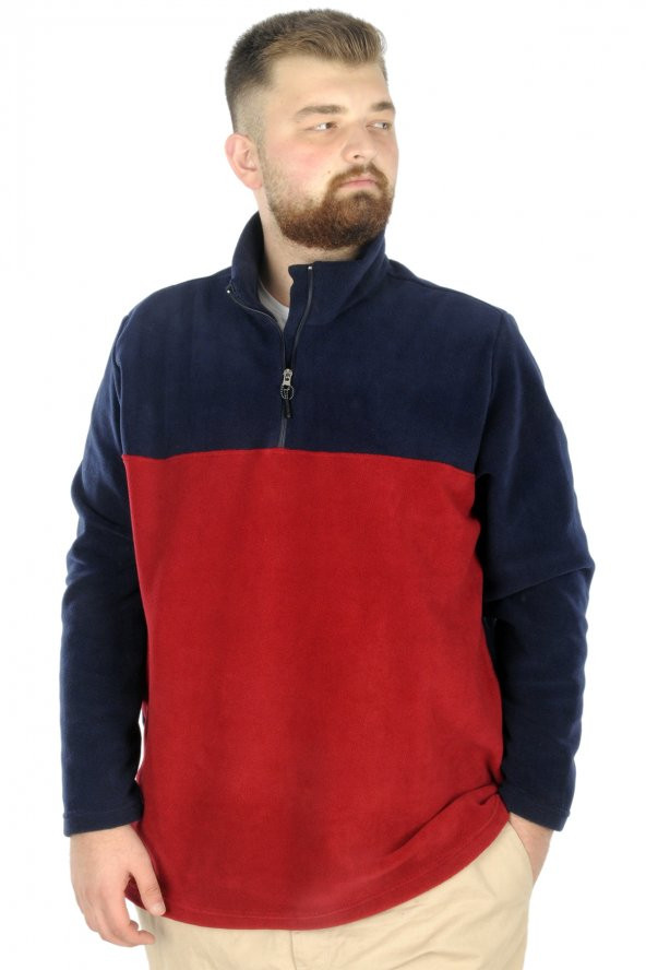 Mode XL Erkek Sweat Polo Yaka Yarım Fermuarlı Polar 22552 Lacivert ürün görseli 1