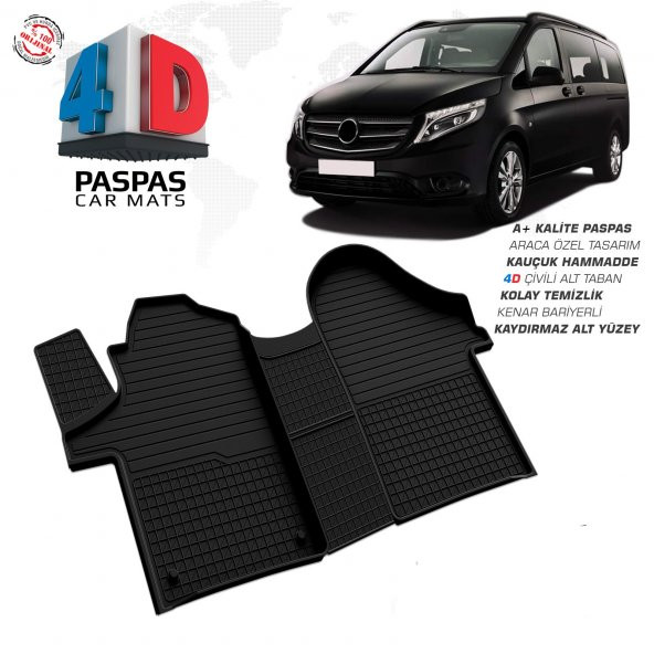 Mercedes Vito W447 4D Havuzlu Paspas 2014 2015 2016 2017 2018 2019 2020 OMSA ürün görseli 1