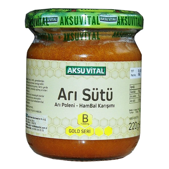 Aksuvital Arı Sütü Polen Bal Karışımı B 7.000 MG Gold Seri 220 Gr ürün görseli 1