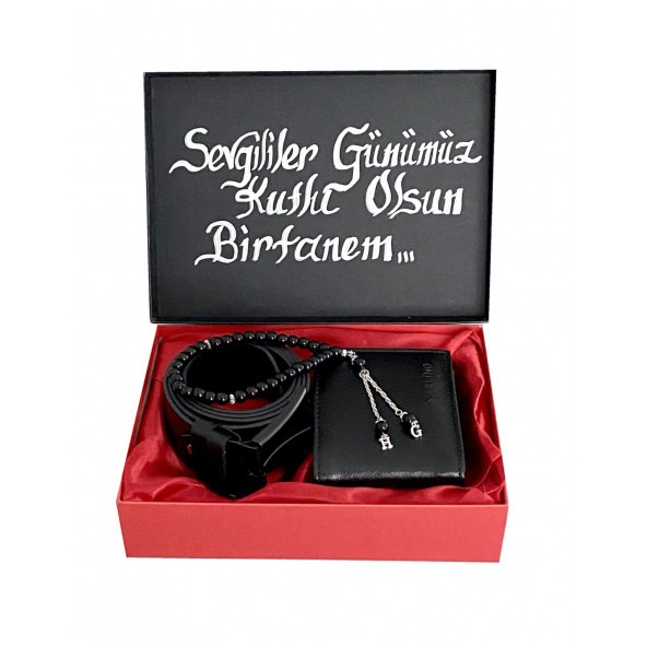 Erkek Siyah Cüzdan Tesbih Ve Kemer Set ürün görseli 1